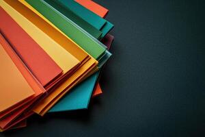 Colorful paper on black background photo