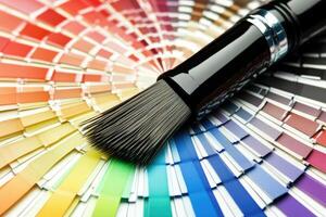 Color swatch with a paintbrush on top of it photo