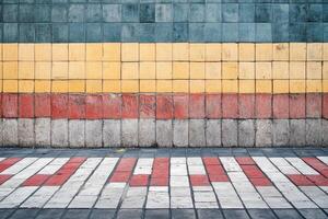 A colorful wall with a brick pattern photo