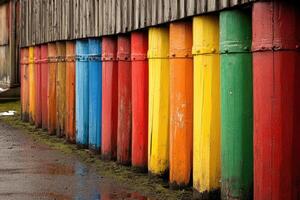 A row of colorful poles photo