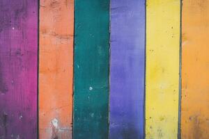 Colorful painted wood wall background photo