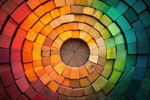 Colorful wooden circle with a circular pattern photo