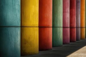 A row of colorful pillars photo