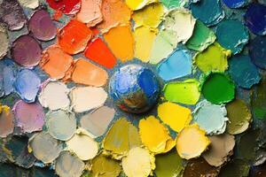 Colorful paint palette background stock photo