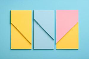 Four colorful paper pieces on a blue background photo