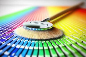 A paint brush on a color chart photo