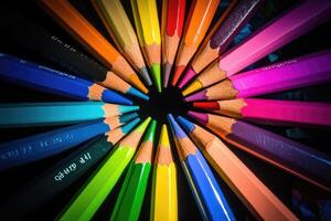 Colorful pencils in a circle photo