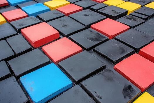 A large group of colorful blocks arranged in a pattern photo