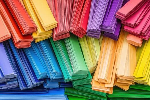 A pile of colorful paper with a variety of colors photo