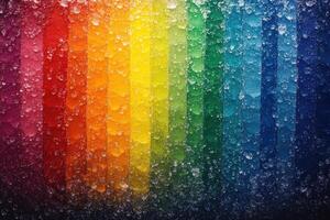 Rainbow colored water drops on a black background photo