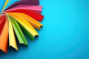 A colorful book on a blue background photo