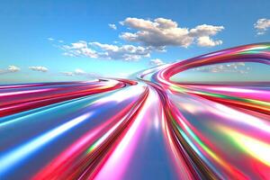 A colorful road with streaks of light photo