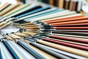 A close up of a variety of colored pencils photo