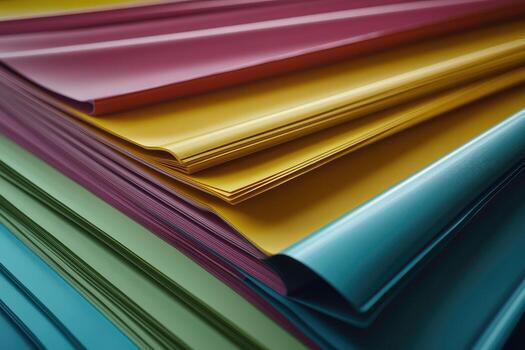 A stack of colorful paper sheets photo