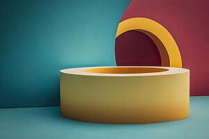 A yellow and red wall photo