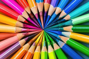 Colorful pencils arranged in a circle photo