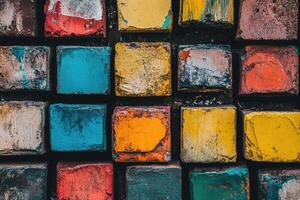 Colorful blocks of wood with the word love written on them photo