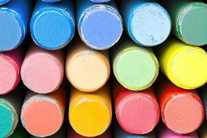 A close up of a bunch of colored pencils photo