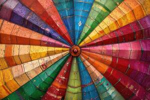 A colorful hot air balloon with a circular design photo