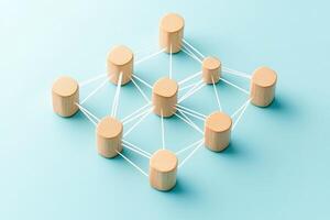 Network of interconnected wooden blocks photo