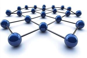 A network of blue balls connected to each other photo