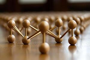 Wooden sphere network on a table photo
