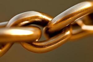 Close-up view of linked metal chain photo