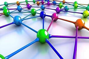 Colorful interconnected network of spheres photo