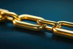 Close-up of golden chain links photo