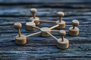 Wooden network, interconnected photo