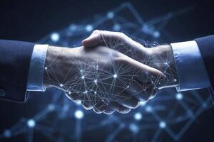 Digital handshake symbolizing collaboration photo