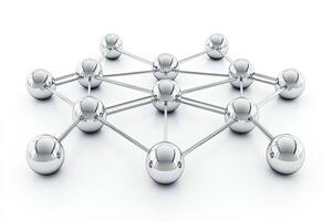 A network of silver spheres connected to each other photo
