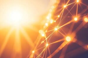 Global network connection, golden hour photo