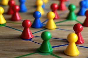 Colorful game pieces connected on a board photo