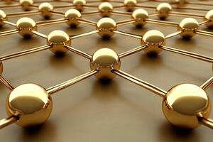Golden network of interconnected spheres photo