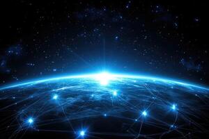 Global network of interconnected cities photo
