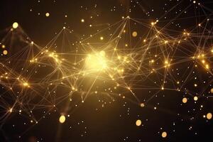 Golden network of interconnected points photo