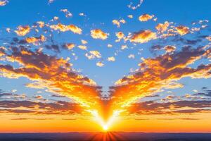 Stunning sunset with symmetrical clouds photo