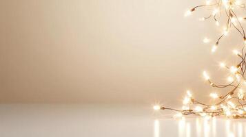 Vintage lamps glowing softly, illuminating empty light with warm, nostalgic ambiance and muted golden interior photo