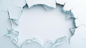 White perfect breaking apart creating a hole with copy space, surface for backgrounds and textured designs photo