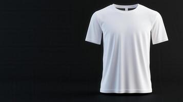 White t shirt lying on sleek black silk showcasing elegant graphic design potential with backdrop, minimalist presentation photo