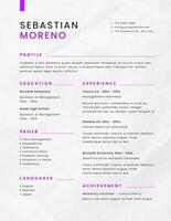 Purple Minimalist Internship Resume template