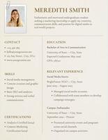 Paper Minimalist Internship Resume template