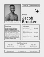 Monochrome Resume Part Time Jobs Experience Template