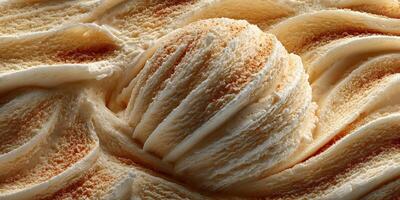 Creamy vanilla ice cream swirled perfectly in a stunning dessert texture with a dollop on top photo