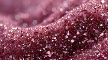 Shimmering pink glitter creates a dazzling and vibrant texture on a silky surface during daylight hours photo