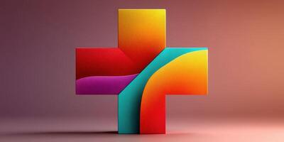 Colorful abstract shapes create a modern artistic structure with smooth curves in a warm gradient background photo