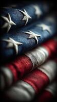 Stars and stripes of the American flag displayed in close-up with vivid colors and textures, symbolizing patriotism and national pride photo