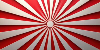 Red and white radial pattern showcases minimalist design with striking lines and bold colors in artistic arrangement photo