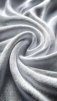 Textured white fabric draped in soft waves under ambient light creates an inviting and serene atmosphere photo